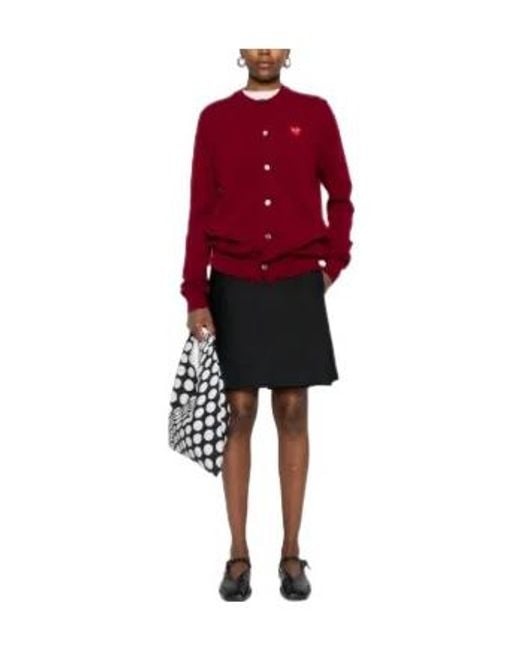 COMME DES GARÇONS PLAY Red Comme Des Garçons Play Logo Detailed Crewneck Cardigan for men