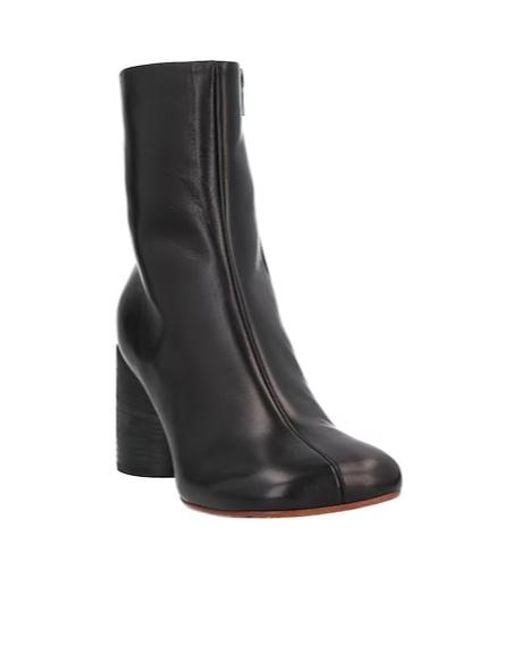 MM6 by Maison Margiela Black Minimalist Square-Toe Ankle Boots