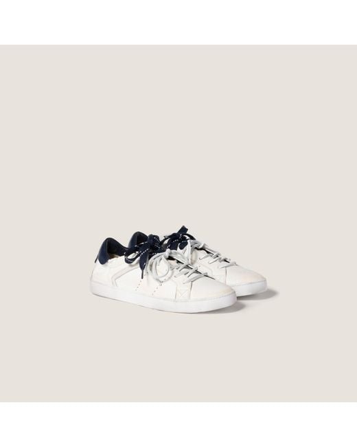 Miu Miu Blue Round-Toe Lace-Up Sneakers