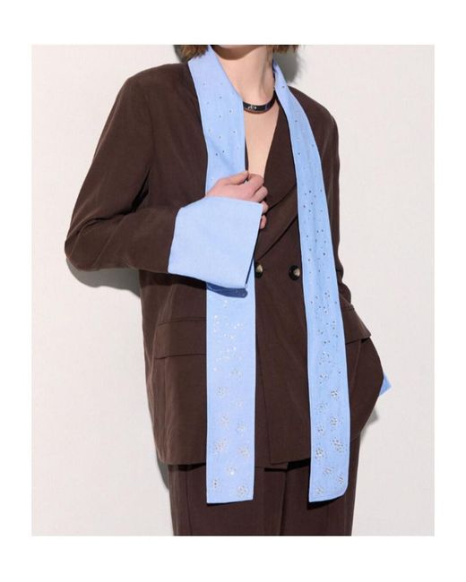 Liu Jo Brown Embellished Scarf-Detail Blazer