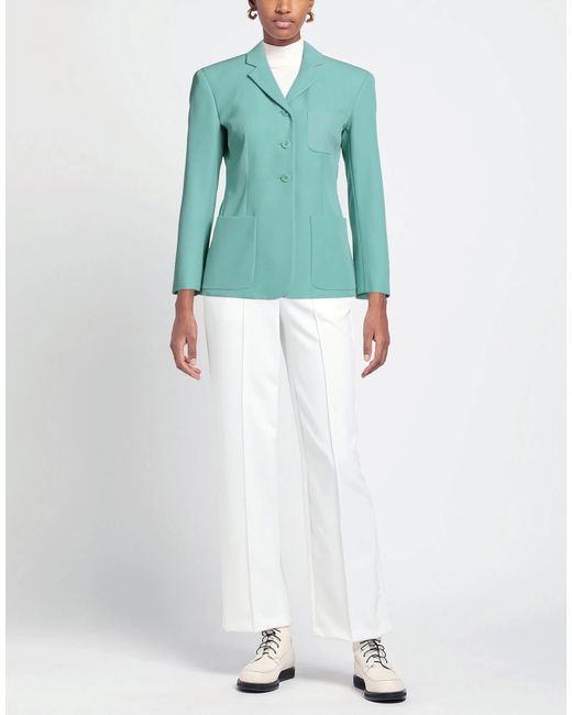 Sportmax Green Minimalist Single-Breasted Blazer