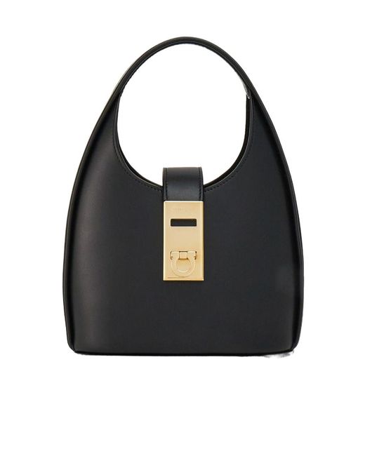 直営店☆Ferragamo☆ GANCINI HOBO ショルダーバッグ/ BLACK Ferragamo Hobo Gancini-buckle Shoulder Bag | Black | FARFETCH