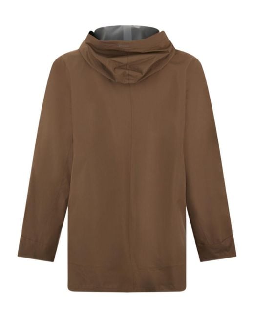 Herno Brown Zip-Up Hooded Coat