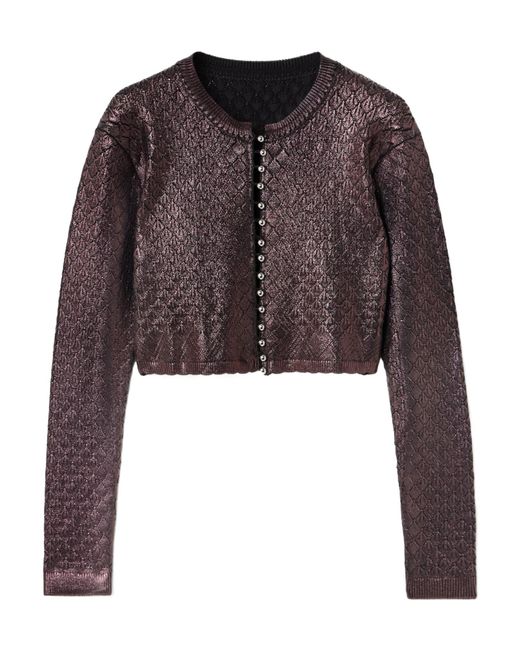 Rabanne Brown Jacquard Knit Cardigan