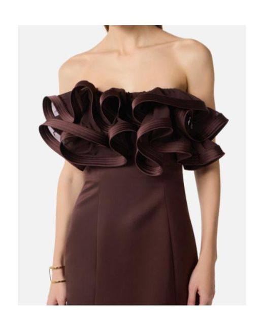 Elisabetta Franchi Brown Strapless Lace-Up Mini Dress