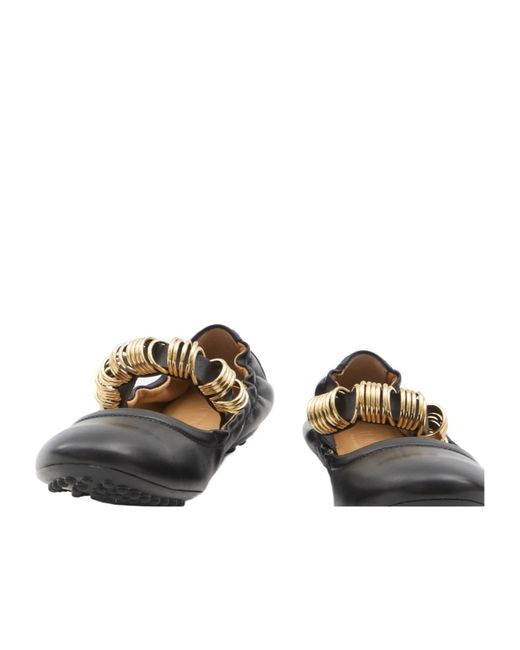 Tod's Brown Ring Embellished Ballerinas