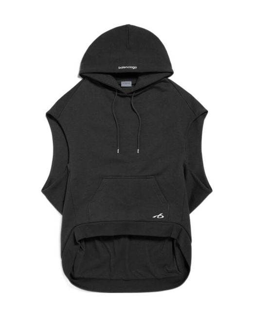 Balenciaga Black Cotton Sleeveless Hoodie for men