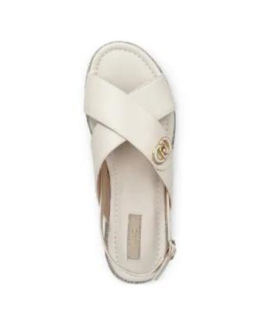 Liu Jo White Logo Plaque Open Toe Sandals