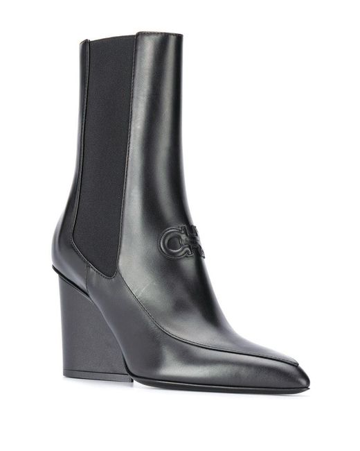Ferragamo Black S 732736 Leather Ankle Boots