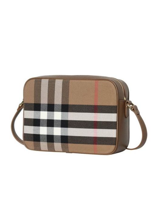 Burberry Brown Checked Large Camera Shoulder Bag