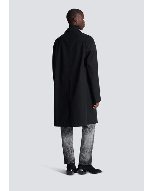 Balmain Black Logo Detailed Single Breasted Coat for men