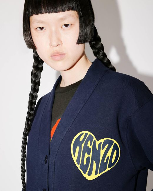 KENZO Blue Heart' Cardigan Sweatshirt