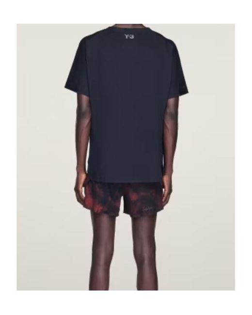 Y-3 Blue Running Short Sleeve T-Shirt for men