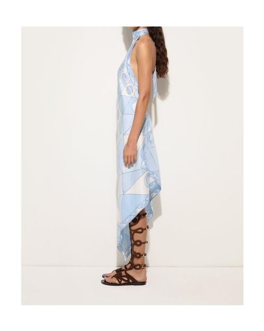 Emilio Pucci Blue Occhi-Print Silk Dress