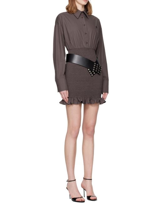 The Attico Brown The Ruched Corset Dress
