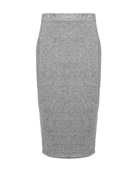 Vince Gray Cozy Knitted Midi Skirt