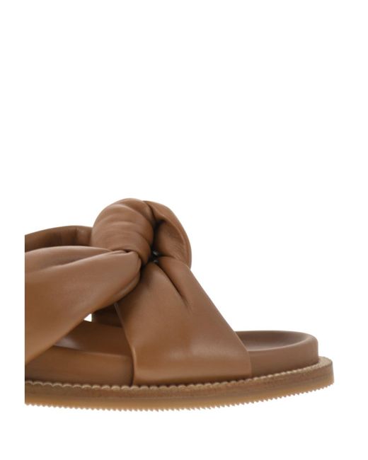 Fabiana Filippi Brown Knotted Slip-On Slippers