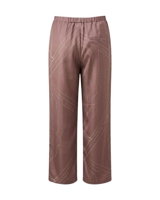 Alysi Brown Elastic Waist Casual Pants