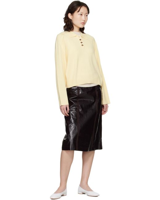 Loulou de Saison Natural Homere Embroidered Cashmere Polo Sweater