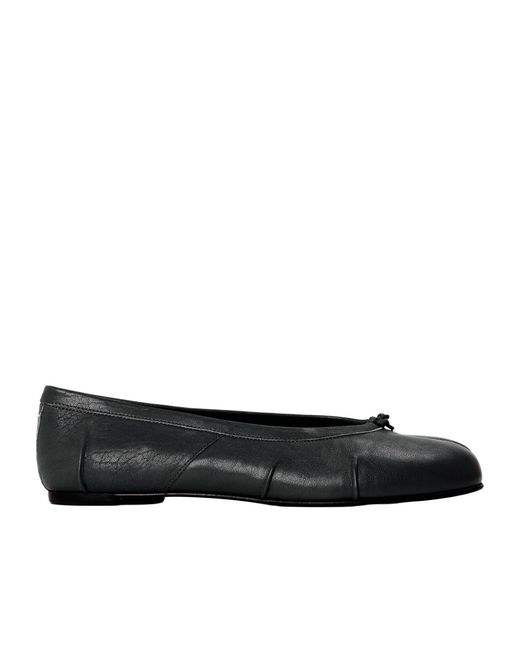 Maison Margiela Black Soft Leather Flat Ballet Shoe