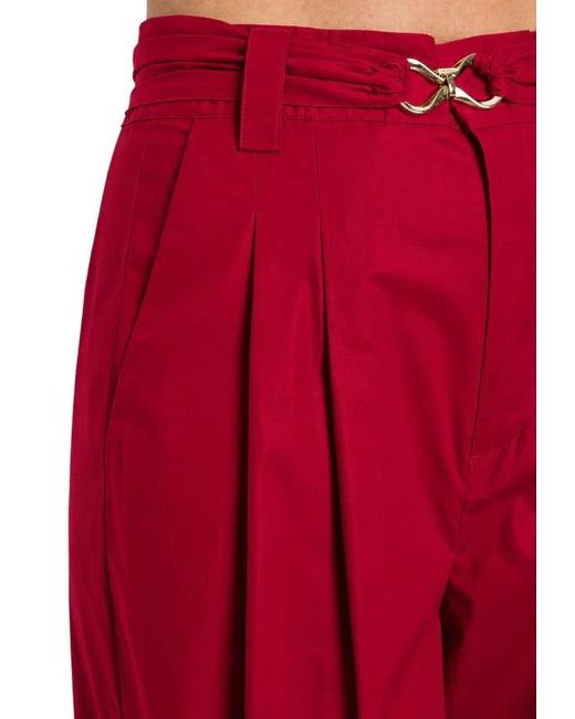 Twinset Red Elastic Pleated Casual Pants
