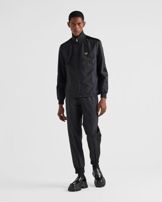 Prada Black Logo Patch Zip-Up Jacket for men
