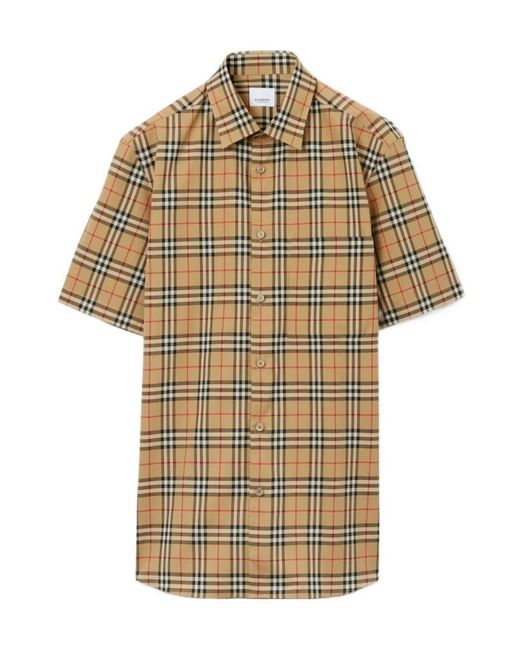 Burberry Multicolor Check Pattern Short-Sleeved Shirt for men