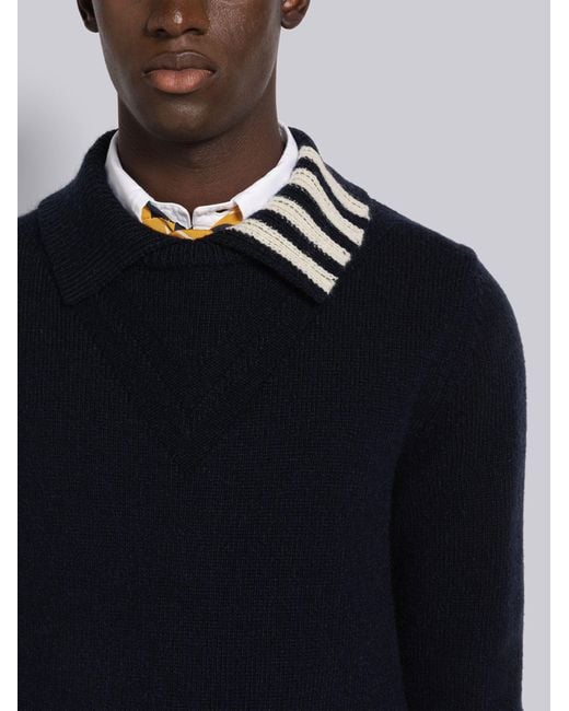 Thom Browne Blue Bar Striped Jumper for men