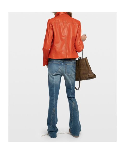 Zadig & Voltaire Orange Long-Sleeve Leather Jacket