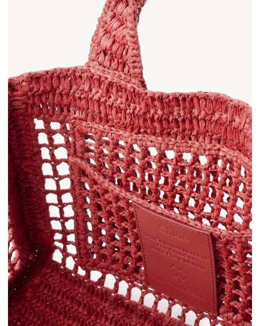 Chloé Red Chloé Summer Banana East-West Small Tote Bag