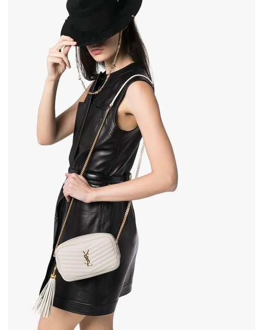 Saint Laurent White Lou Quilted Mini Shoulder Bag