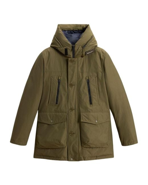 Woolrich Green Hooded Down Jacket for men