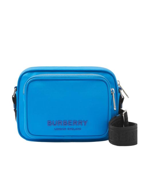 Burberry Blue Logo Detailed Zipped Shoulder Bag for men
