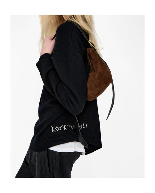 Zadig & Voltaire Gray Baby Jane Suede Crossbody Bag