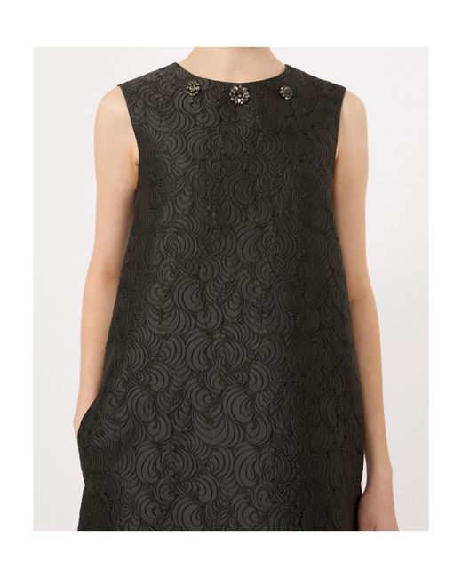 Max Mara Black 'S Stmvicolo Crewneck Poplin Mini Dress