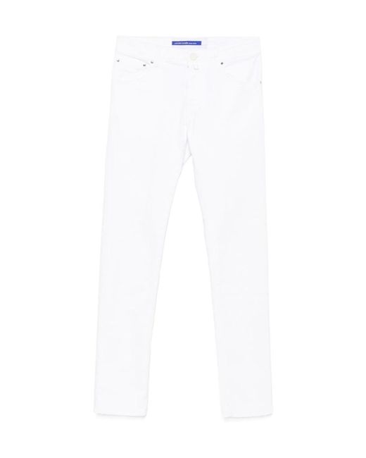 Jacob Cohen White Denim Trousers With Belt Loops for men