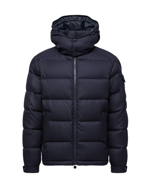 Moncler Blue Montgenevre Hooded Flannel Short Down Jacket for men