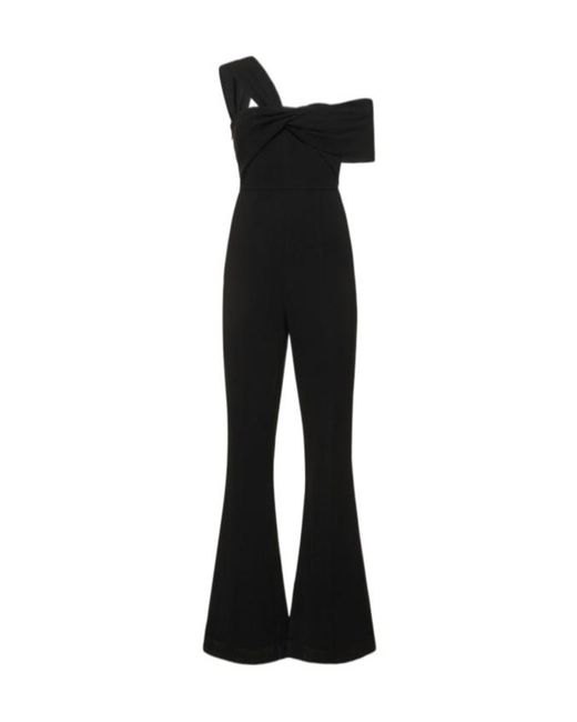 Roland Mouret Black Asymmetric Stretch Viscose Cady Jumpsuit