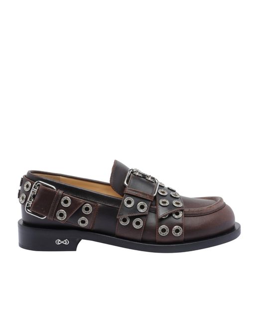 Mach & Mach Black Mach Mach Eyelet Round Toe Loafers