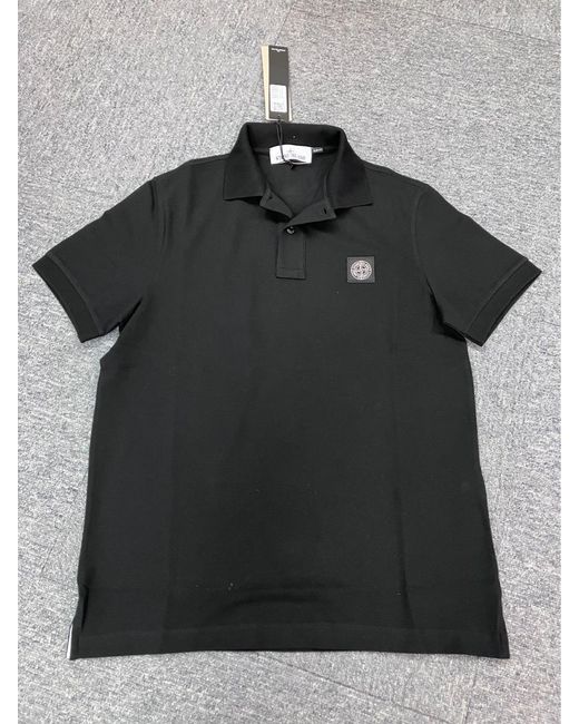 Stone Island Black Slim Fit Short-Sleeved Polo Shirt for men