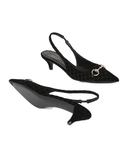 Gucci Black Horsebit Slingback Pumps