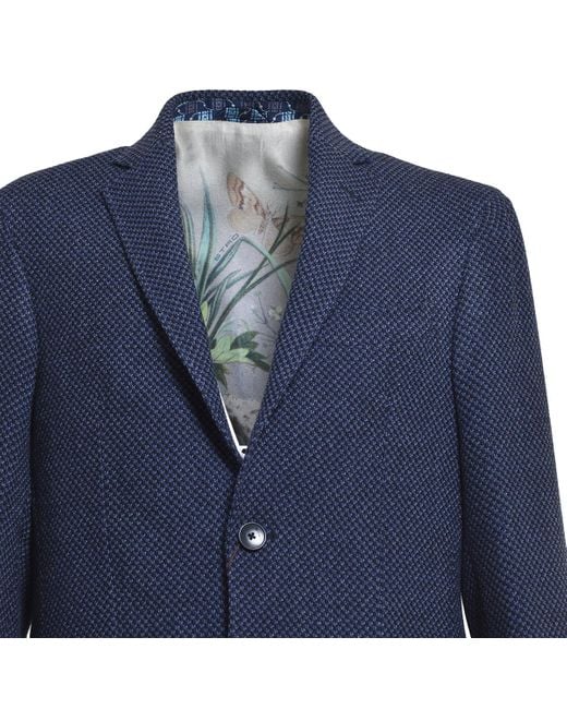 Etro Blue Single-Breasted Long-Sleeved Jacket for men