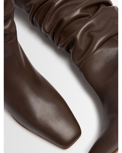 Alohas Brown Kalila Pleated Leather Boots