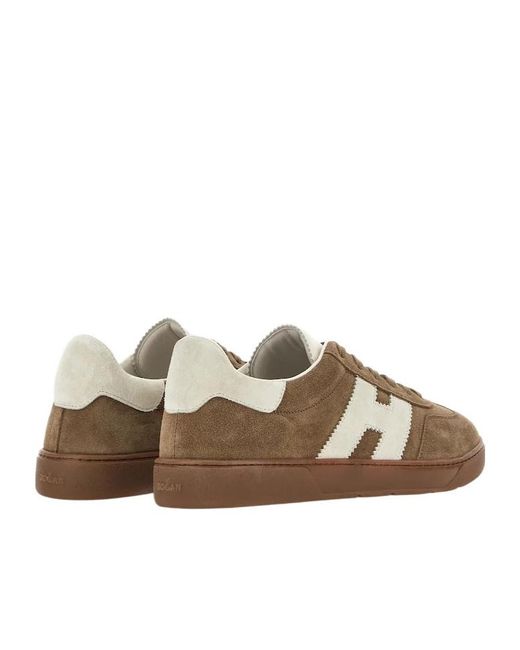 Hogan Brown H647 Logo-Patch Low-Top Sneakers for men
