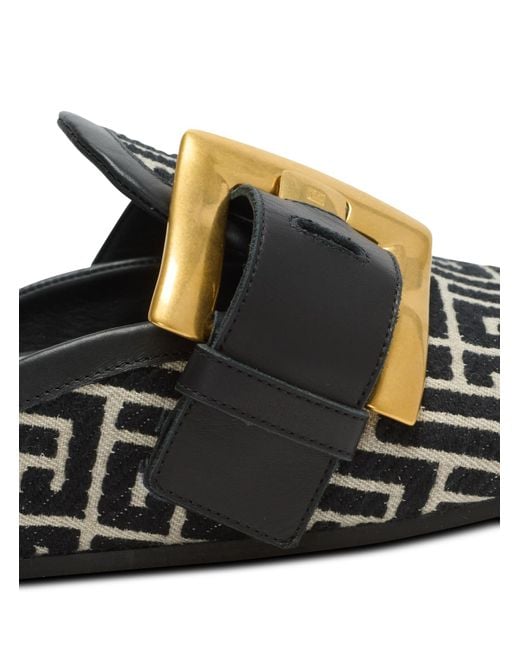 Balmain Black Pb Monogram Anthem Slides for men