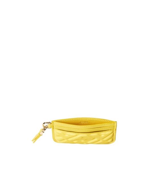 Fendi Yellow Baguette Ff Embossed Card Case