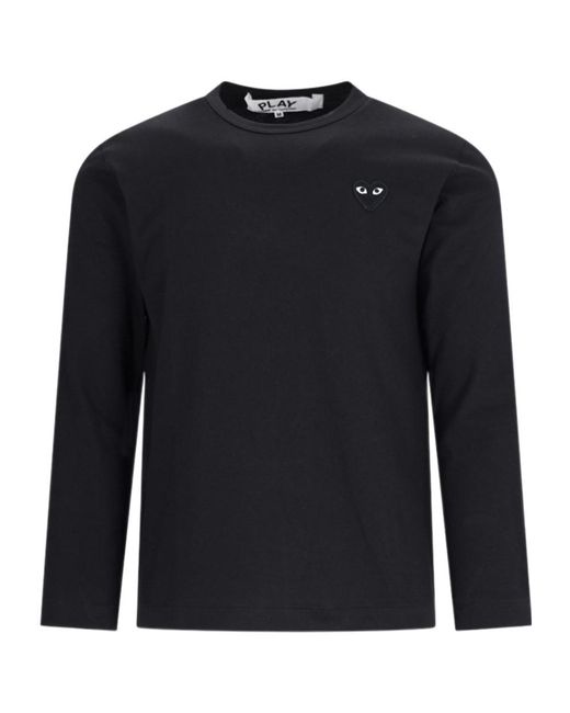 COMME DES GARÇONS PLAY Blue Comme Des Garçons Play Heart-Patch Crewneck T-Shirt for men