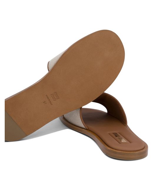 Miu Miu Brown Logo-Detailed Slip-On Sandals