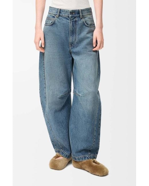 Loewe Blue Barrel Anagram Embroidered Jeans