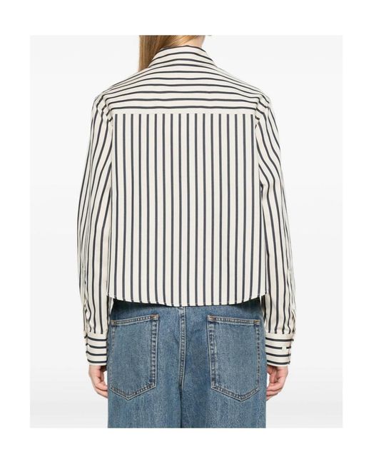Anine Bing White Striped Pocket Shirt